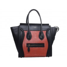 Bolso tote mediano Celine de piel de becerro negra con piel de serpiente roja