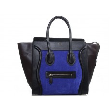 Bolso tote mediano Celine de piel de becerro negra/ante azul