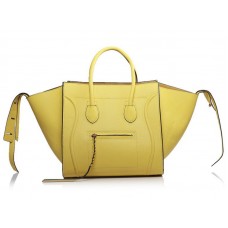 Bolso tote cuadrado Phantom de Celine, color limón y ribete negro