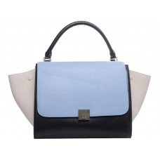 Bolso de hombro Celine Trapeze de piel de becerro multicolor azul claro/negro/crema