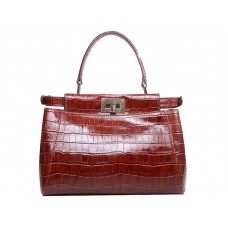 Bolso mini Peekaboo icónico de Fendi en piel de cocodrilo burdeos