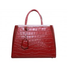 Bolso tote Fendi 2jours de piel de becerro en color rojo cocodrilo