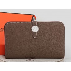 Cartera Hermes Dogon Togo Original de piel combinada color caqui