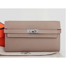 Cartera larga Kelly de piel original Dogon Togo de Hermes, color gris