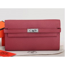 Cartera larga Kelly de piel original Dogon Togo de Hermes, color ciruela