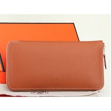 Cartera Hermes con cremallera original de piel color camello