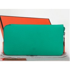 Cartera Hermes con cremallera de piel original color verde sandía