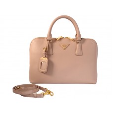 Bolso Prada de piel saffiano con asa superior, tamaño mediano, rosa bebé