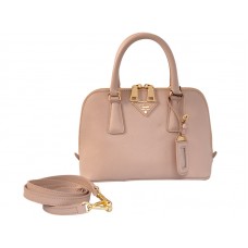 Bolso mini Prada de piel saffiano con asa superior en rosa bebé