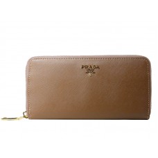 Cartera Prada Saffiano Zippy Marrón Claro