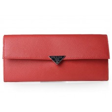 Cartera plegable Prada de piel de becerro Saffiano en color naranja