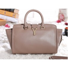 Bolso tote Cabas Chyc Original de piel color caqui claro de Yves Saint Laurent
