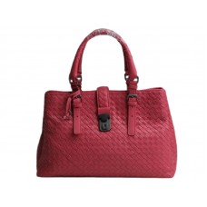 Bottega Veneta Roma Intrecciato Tote de cuero Rojo