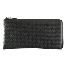 Bottega Veneta Cartera Intrecciato De Piel De Napa Con Cremallera Negro