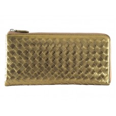Bottega Veneta Cartera Intrecciato De Piel De Napa Con Cremallera Alrededor Bronce