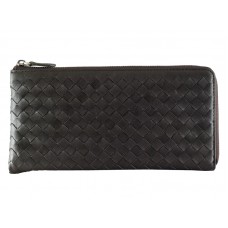 Bottega Veneta Cartera Intrecciato De Piel Napa Con Cremallera Choco