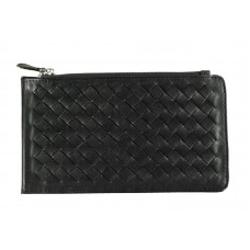 Bottega Veneta Cartera Intrecciato De Piel De Napa Con Cremallera Negro