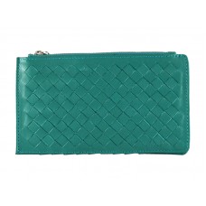Bottega Veneta Cartera Intrecciato De Piel De Napa Con Cremallera Verde