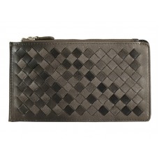 Bottega Veneta Cartera Intrecciato De Piel De Napa Con Cremallera Gris