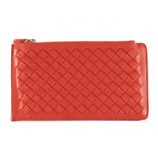 Bottega Veneta Cartera Intrecciato De Piel De Napa Con Cremallera Rojo