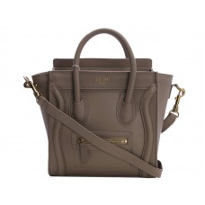 Mini bolso tote Celine de piel de becerro color caqui