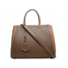 Bolso tote Fendi 2jours de piel de becerro color caqui