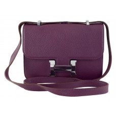 Bolso de hombro Hermes Constance 23 de piel Togo morada
