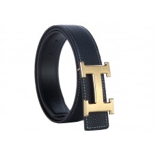 Cinturón de piel Togo de Hermes con hebilla H dorada en negro