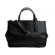 Bolso de hombro convertible con marco de piel Saffiano de Prada, color negro