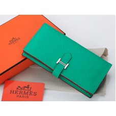 Cartera plegable Hermes Dogon Togo Original de piel de becerro Bearn Japonaise, verde