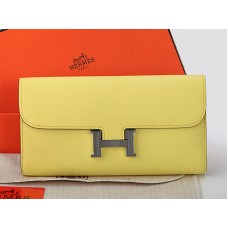 Cartera larga Hermes Epsom Original Constance de piel de becerro amarilla