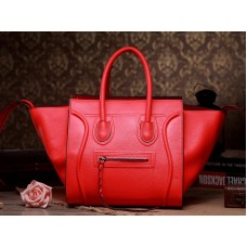 Bolso tote cuadrado Phantom de Celine, de piel Togo, color naranja y rojo