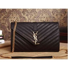 Bolso satchel mediano con monograma de YSL en piel acolchada con textura de polvo granulado negro