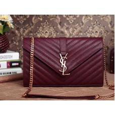 Bolso satchel mediano con monograma de YSL, piel matelasse texturizada en polvo con grano negro y magenta