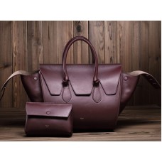 Bolso Celine Tie Nano con asa superior de piel color burdeos