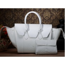 Bolso Celine Tie Nano con asa superior de piel de pitón blanca