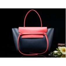 Mini bolso de cinturón Celine de piel de becerro lisa azul noche con rojo indio