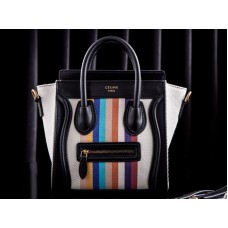 Mini bolso tote Celine de lona blanca y arcoíris