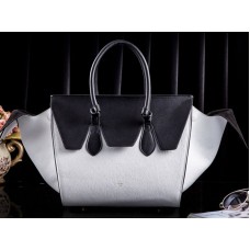 Bolso Celine Tie Nano con asa superior de piel, blanco y negro