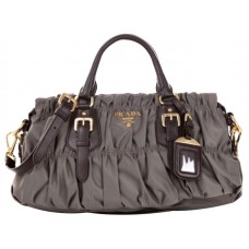 Bolso Prada Tessuto Gaufre de nailon con asa superior en gris oscuro