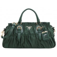 Bolso Prada Tessuto Gaufre de nailon con asa superior, color verde
