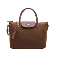 Bolso Prada Tessuto de nailon con ribete de piel, marrón