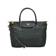 Bolso Prada Tessuto de nailon con ribete de piel, color verde oscuro