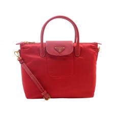Bolso Prada Tessuto de nailon con ribete de piel, color rojo