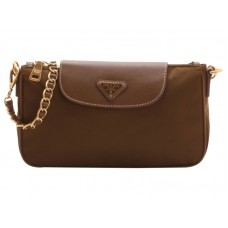 Bolso de mano Prada Tessuto de nailon con piel saffiano, color marrón