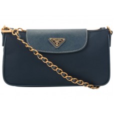 Bolso de mano Prada Tessuto de nailon con piel saffiano en azul oscuro