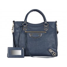 Bolso Velo Balenciaga con borde metálico dorado y azul