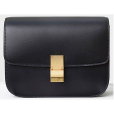 Bolso Celine mediano clásico en caja de piel de becerro negra 164173