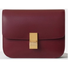 Bolso Celine mediano clásico en caja de piel de becerro burdeos 1641731
