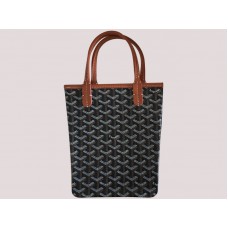 Bolso Poitiers de Goyard, negro con ribete de piel marrón